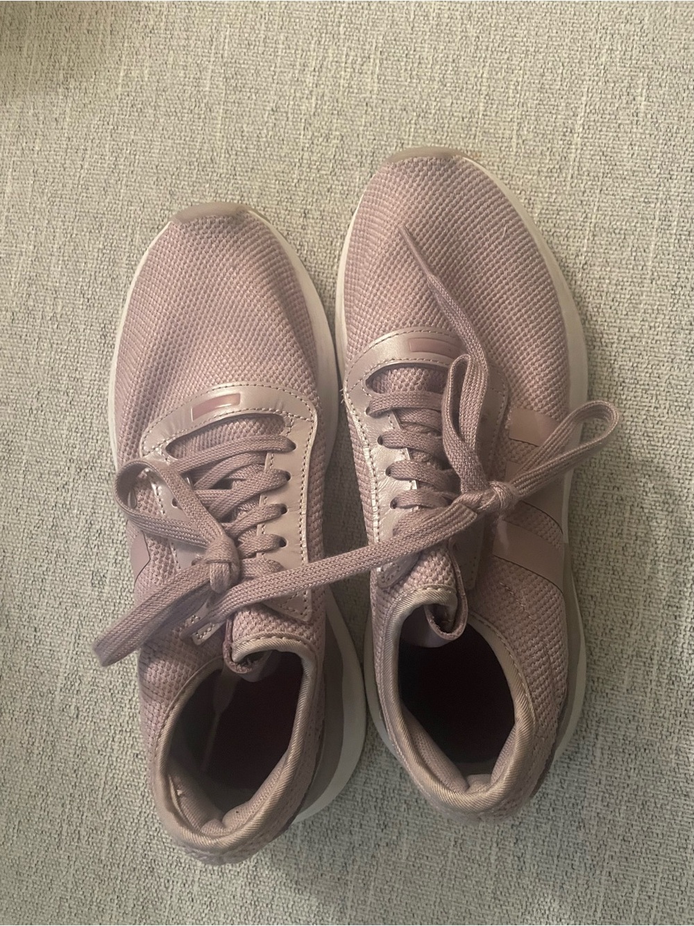 Light Mauve Knit Lace-Up Sneakers
